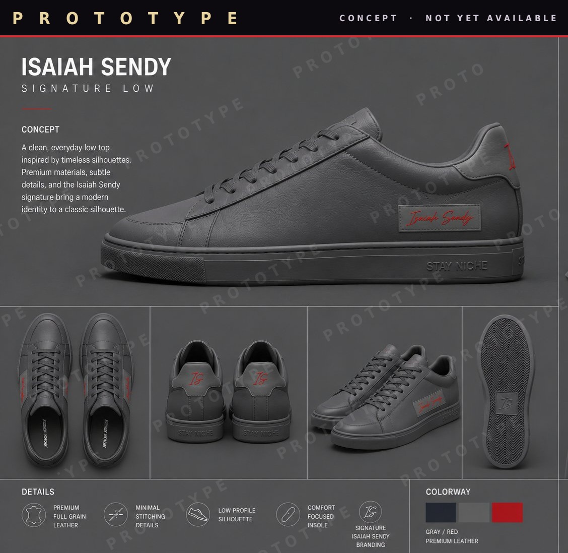 Signature Low in gray / red